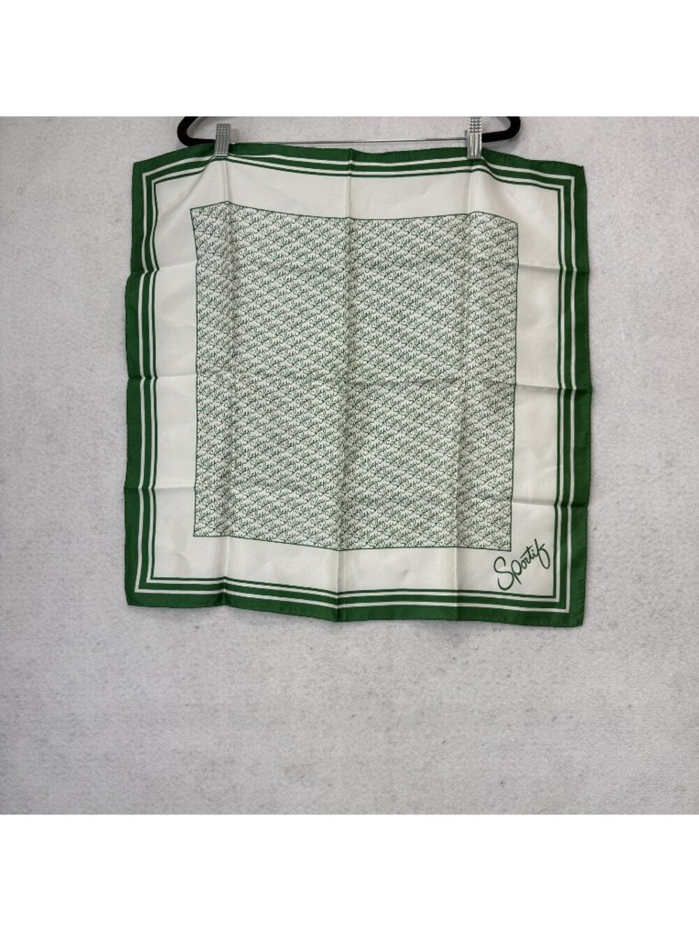 Sportif Scarf Womens OneSize Green Satin Avon Logo Square Neck Wrap Bandana